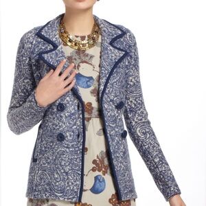 Angel of the North - Women’s Paisley Lace Wool Jacket - Medium - Blue & Gray